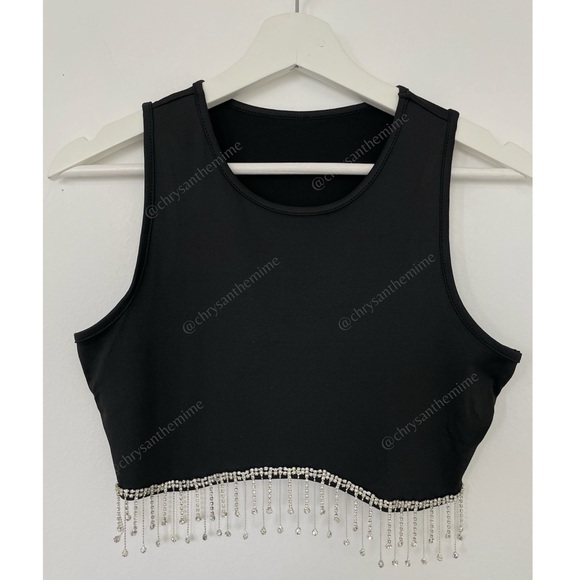 NWT • Rhinestone Fringe Crop Tank Top - Picture 4 of 9
